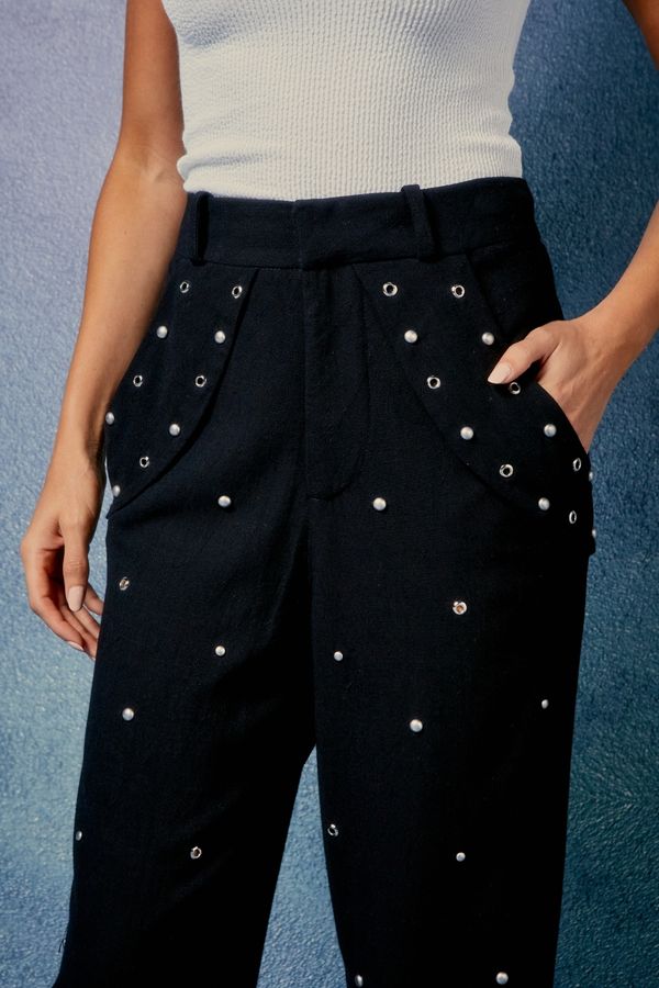 CALÇA DETALHE TACHAS PRETO - 42