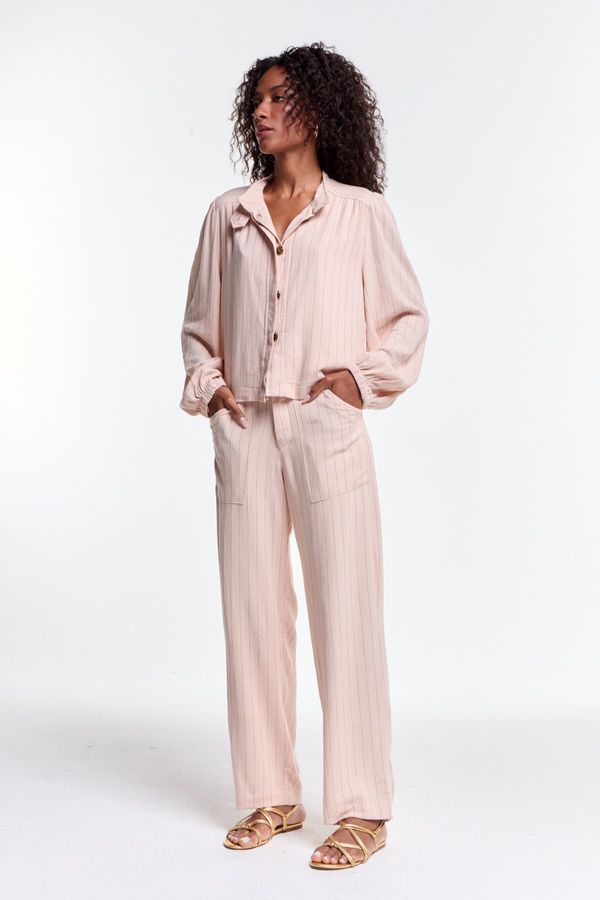 CALÇA LINHO LIST ROSA - 42