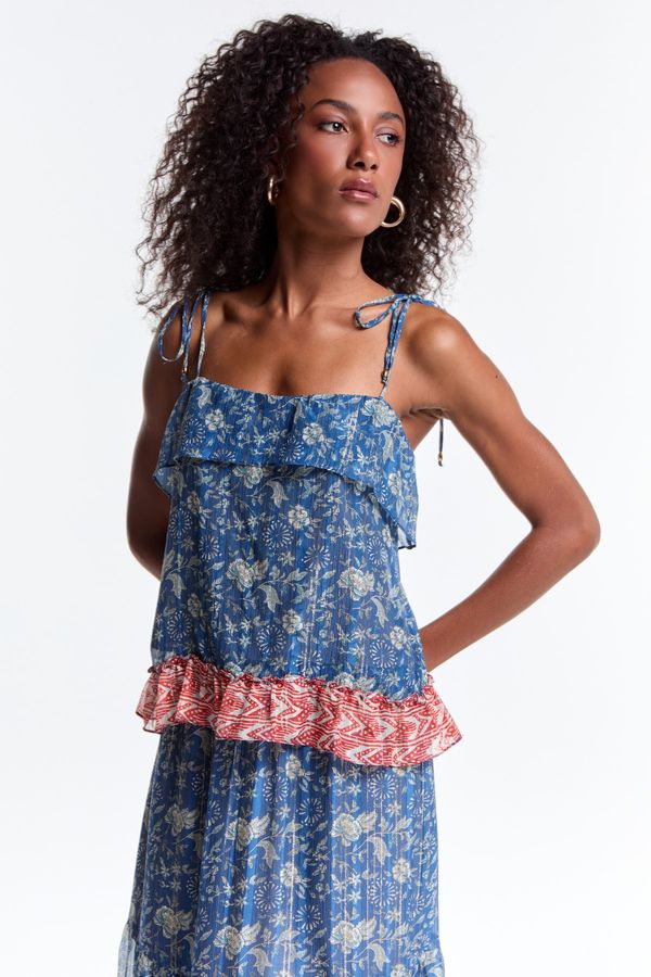 BLUSA BABADOS ESTAMPA SOLIS AZUL - 44