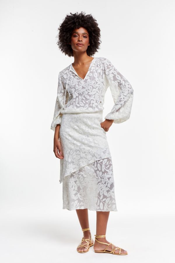 SAIA MIDI RENDA MINT OFF WHITE - 38